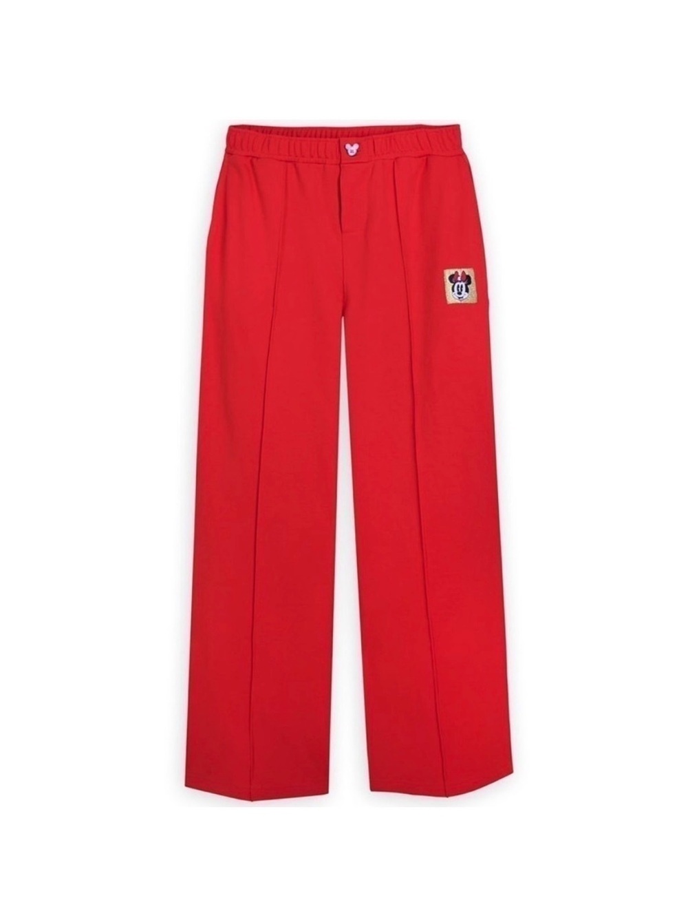 Disney Wide-Leg Red Pants with Minnie Mouse Patch